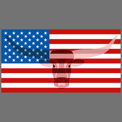 bull  head on the USA flag vector illustration flat style