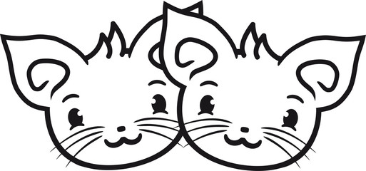 gesicht kopf paar pärchen liebe verliebt 2 freunde team geschwister zwillinge brüder schwestern süß niedlich katze winken comic cartoon design haustier
