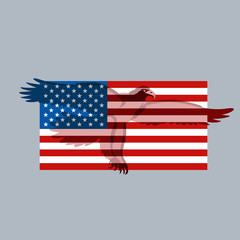 eagle on the USA flag vector illustration flat style