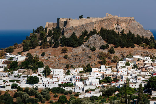 Lindos town and acropolis, Rhodes, Greece