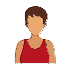 woman with short hair portrait avatar icon image vector illustration design 