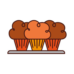 birthday three cupcake on the plate serving party dessert