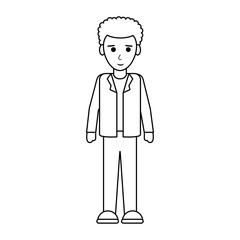 happy man full body icon image vector illustration design  black line