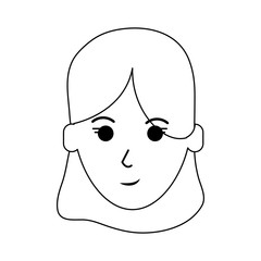 happy woman face icon image vector illustration design  black line