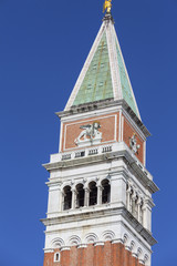 St Mark's Campanile (Campanile di San Marco) in the Piazza San Marco, Venice, Italy.