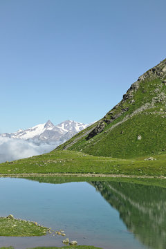 Beautiful lake reflex landscape. Alps, France.
