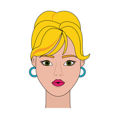 young woman with ponytail head icon image vector illustration design 