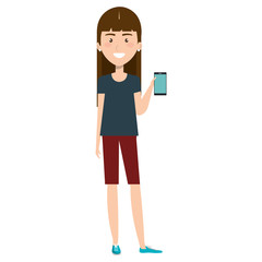 woman using smartphone character