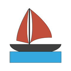 sailboat on water icon image vector illustration design 