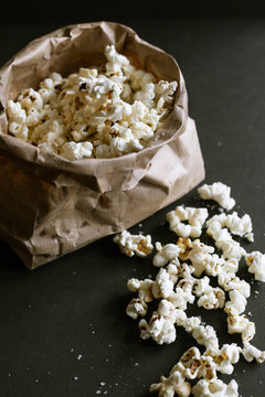 Popcorn in a bag.