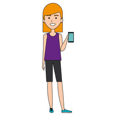 woman using smartphone character