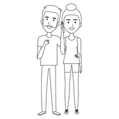 couple calling with smartphone