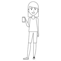 woman using smartphone character