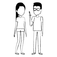 couple chatting with smartphone