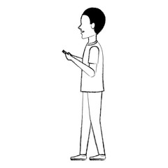 man chatting with smartphone