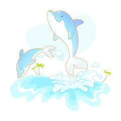 two dolphines swimming