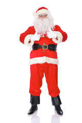Santa Claus standing with thumbs up or ok isolated on white background. Full length portrait