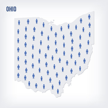 Vector People Map Of Of State Of Ohio. The Concept Of Population.