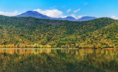 Lake Nohur in Gabala in the autumn.Azerbaijan