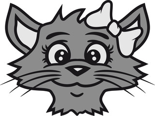 gesicht kopf hübsch schön mädchen frau weiblich girl grau hübsch süß niedlich katze kätzchen winken comic cartoon design haustier