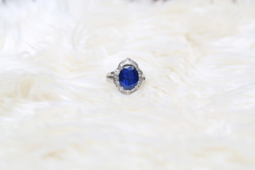blue gem and diamond ring
