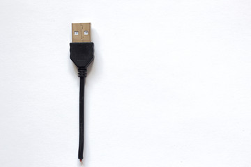 USB charging cables for smartphone and tablet in top view .