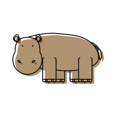 cartoon hippopotamus icon over white background vector illustration
