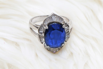 blue gem and diamond ring
