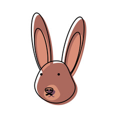 cartoon rabbit icon over white background vector illustration