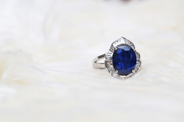 blue gem and diamond ring