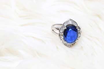 blue gem and diamond ring