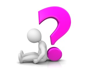 no support sign question mark pink 3d sign symbol icon burn out sign with sad uncertain worried broken loser stick man isolated on white