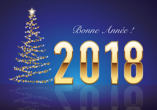 2018 - carte de vœux - vœux - bonne année - sapin - guirlande - élégante - classique