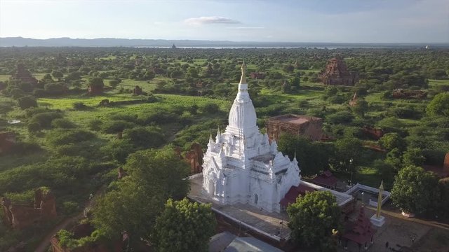 4K Aerial view at the ancientpagod,popular tourist destination of Bagan, Myanmar (Burma)