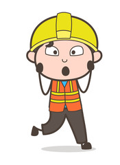 Anguished Face - Cute Cartoon Male Engineer Illustration