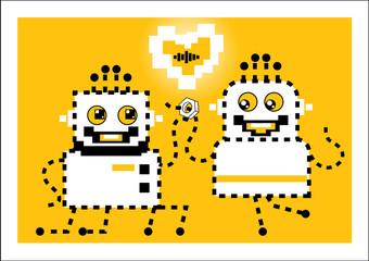 robot makes an offer hands and heartsю love