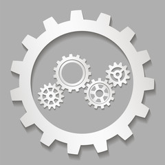 Set of gears on a gray background. Vector illustration.