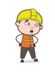 Rude Behavior - Cute Cartoon Male Engineer Illustration