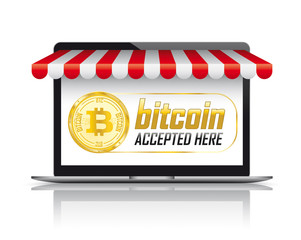 Notebook Red Awning Bitcoin Accepted Here