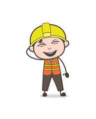Smiling Face with Smiling Eyes - Cute Cartoon Male Engineer Illustration