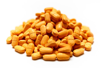 Vitamin C Pills Isolated on White Background