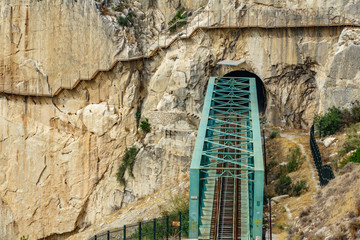 El Caminito del Rey final part with train iron bridge