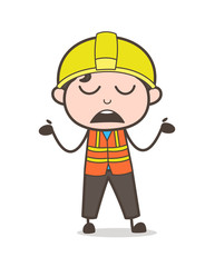 Careless Face Expression - Cute Cartoon Male Engineer Illustration