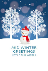 雪景色の寒中見舞いテンプレート