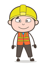 Fototapeta premium Smiling Face - Cute Cartoon Male Engineer Illustration
