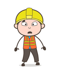 Shocked Face Expression - Cute Cartoon Male Engineer Illustration