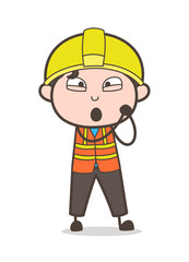 Feeling Lovely Face Expression - Cute Cartoon Male Engineer Illustration