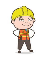 Cunning Smiling Face - Cute Cartoon Male Engineer Illustration