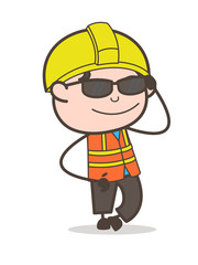 Fancy Sunglasses - Cute Cartoon Male Engineer Illustration