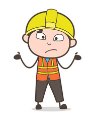 Unaware Face Expression - Cute Cartoon Male Engineer Illustration